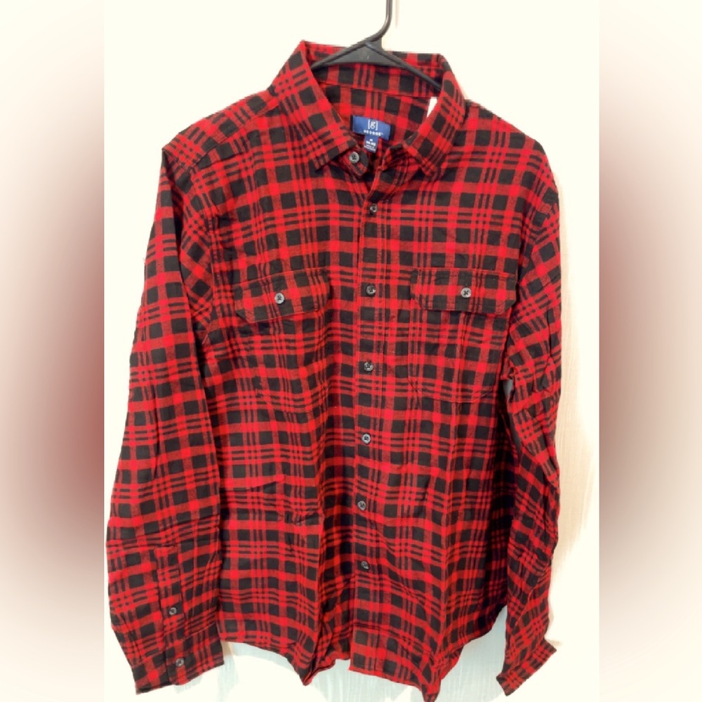 George Men Long Sleeve Flannel Shirt